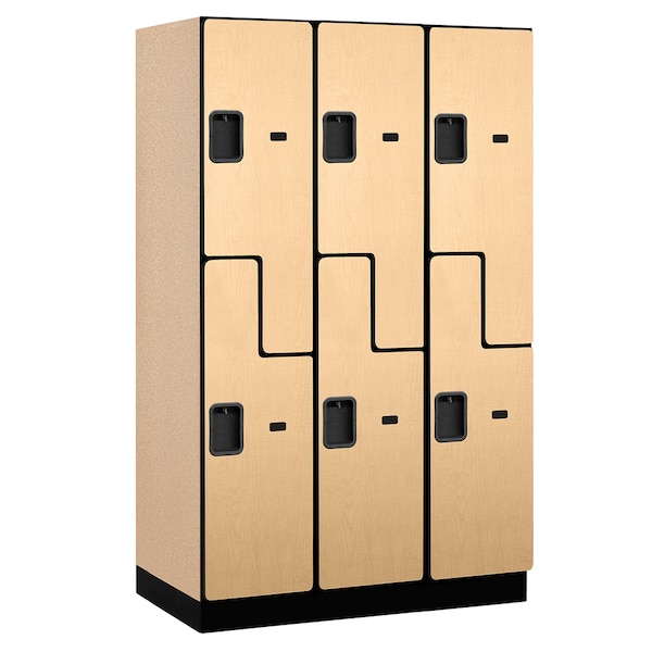 Salsbury Industries Wardrobe Locker, 45" W, 21" D, 76" H, (3) Wide, (6) Openings, Maple 27361MAP - main